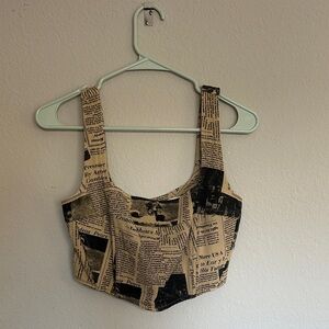 Newspaper Print Crop Top